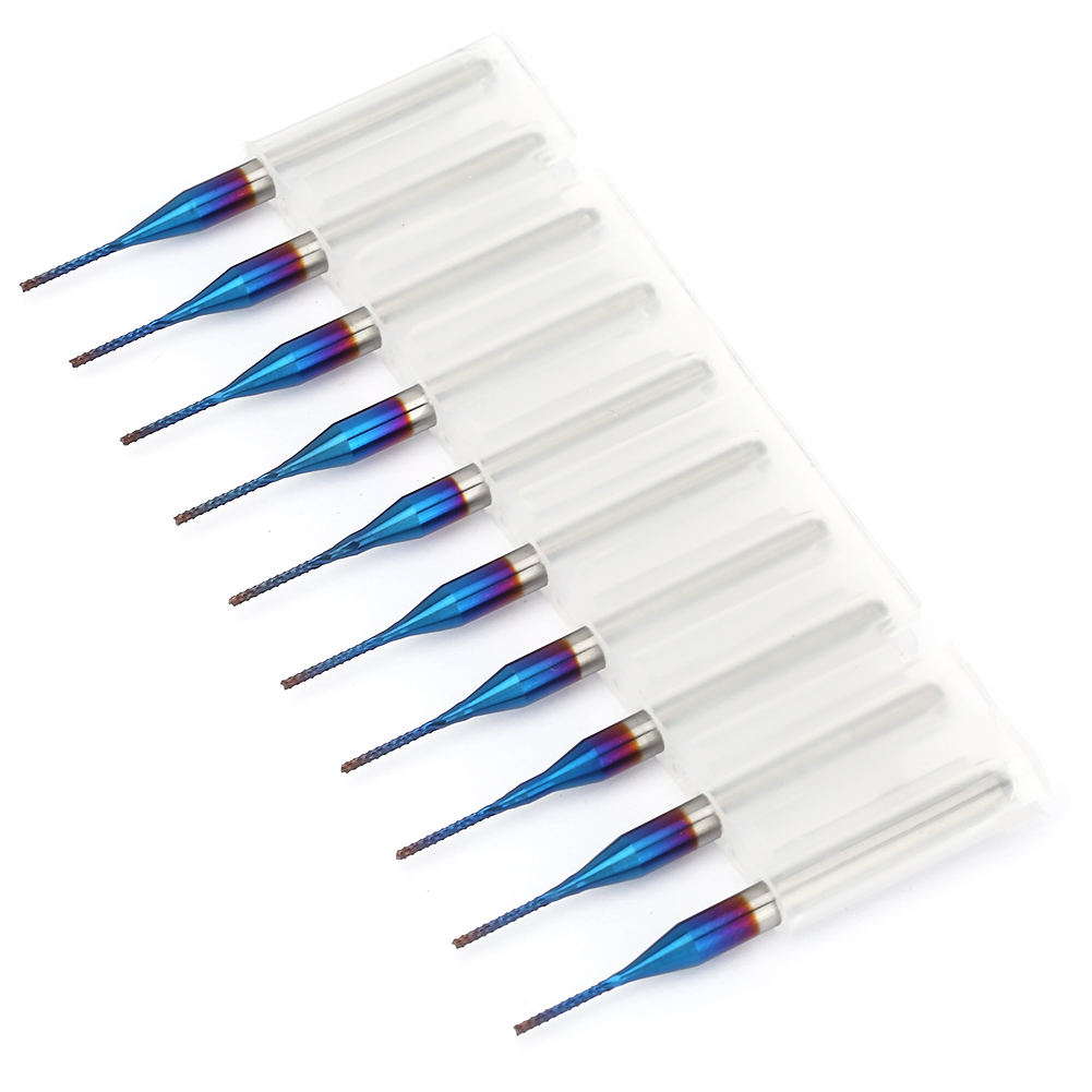 10 Blau Beschichtete Konische Schaftfräser Aus Wolframkarbid, 0,8 Mm Gravierfräser Für Leiterplattenmaschinen