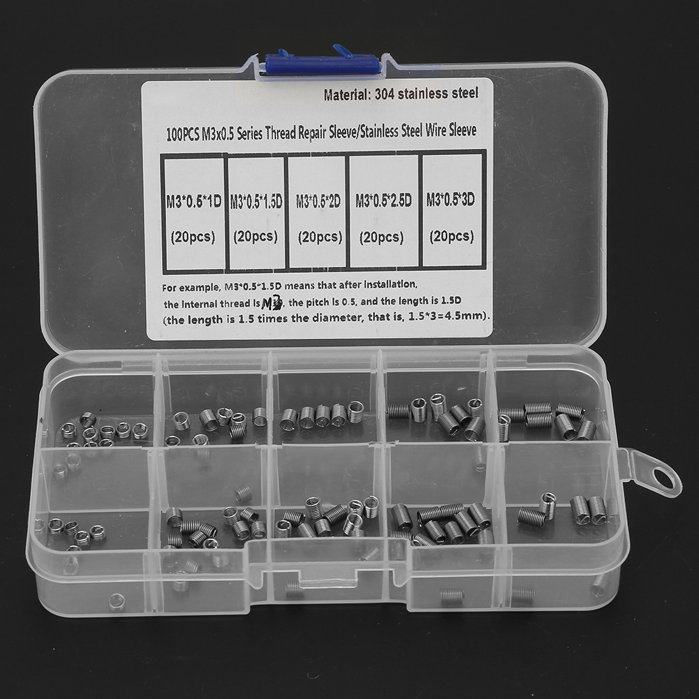 Packung Mit 100 Gewindeeinsätzen Aus Edelstahl, Spiralförmige Reparaturhülse (nr. 3)