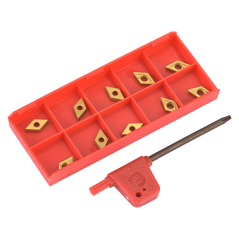 Packung Mit 10 Cnc-beschichteten Hartmetall-wendeschneidplatten Dcmt070204 Us735 Dcmt21.51, Drehwerkzeug Mit Schraubenschlüssel
