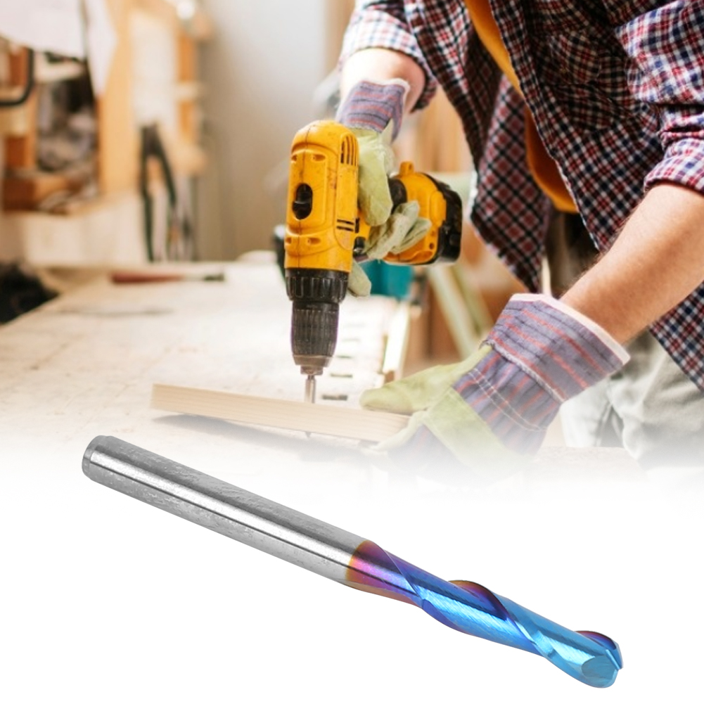 Set Mit 10 Vollhartmetall-2-schneiden-fräsern, Blau Beschichtet, 3,175 Mm Schaft, Spiralkopf Für Cnc-fräsen
