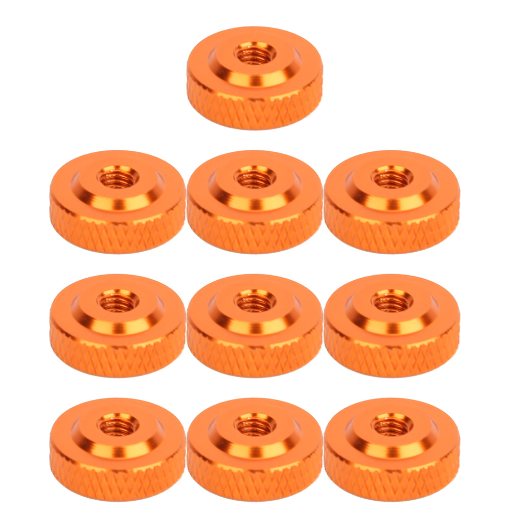 Satz Mit 10 Orangefarbenen M4x14x5-handmuttern Aus Aluminiumlegierung, Werkzeuglose Schraubbefestigungen