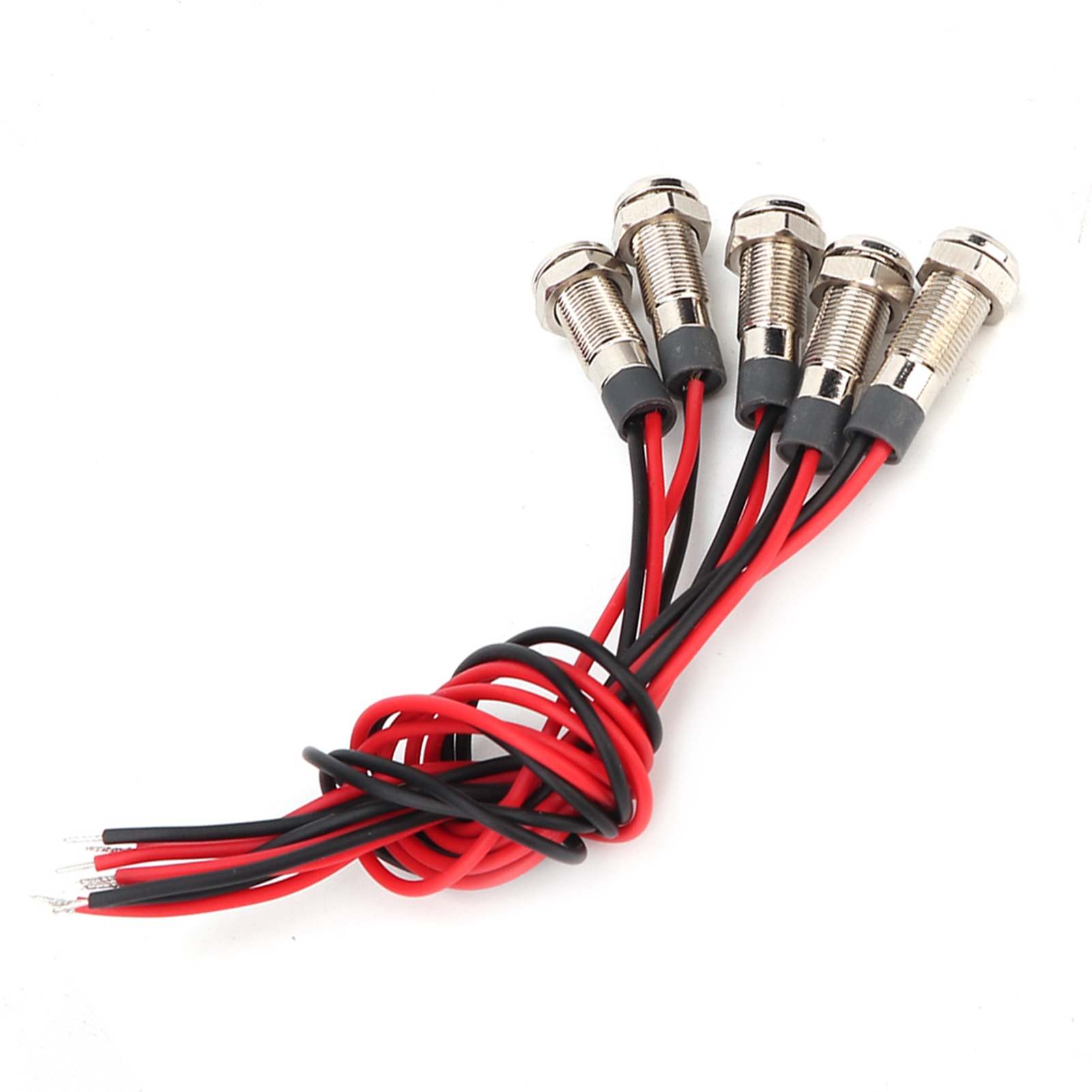 Ip66 6mm Led-signalleuchte, Wasserdichtes Metall Mit Kabel, 5 Stück, 1 Schließer (dc12-24v)