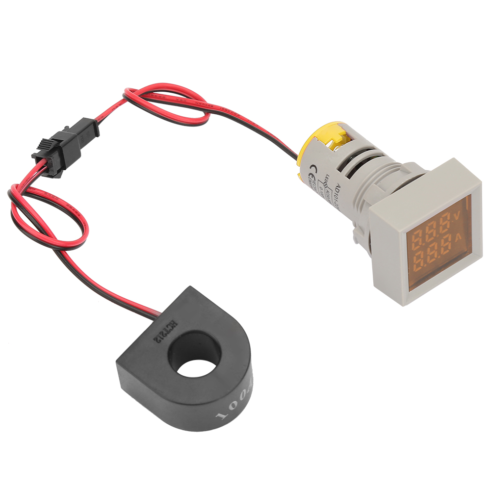 2-in-1 Led-anzeigelampe, Gelbe Quadratische Anzeige, Voltmeter/amperemeter Mit Mini-digitalanzeige