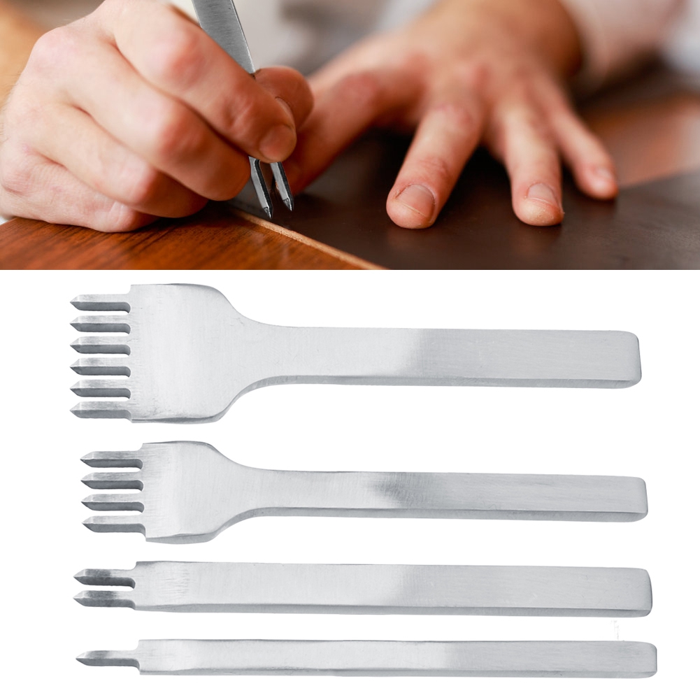 Set Mit 4 Diy-lederlochwerkzeugen, 3 Mm Lochabstand, 1+2+4+6 Zähne, Nähahle