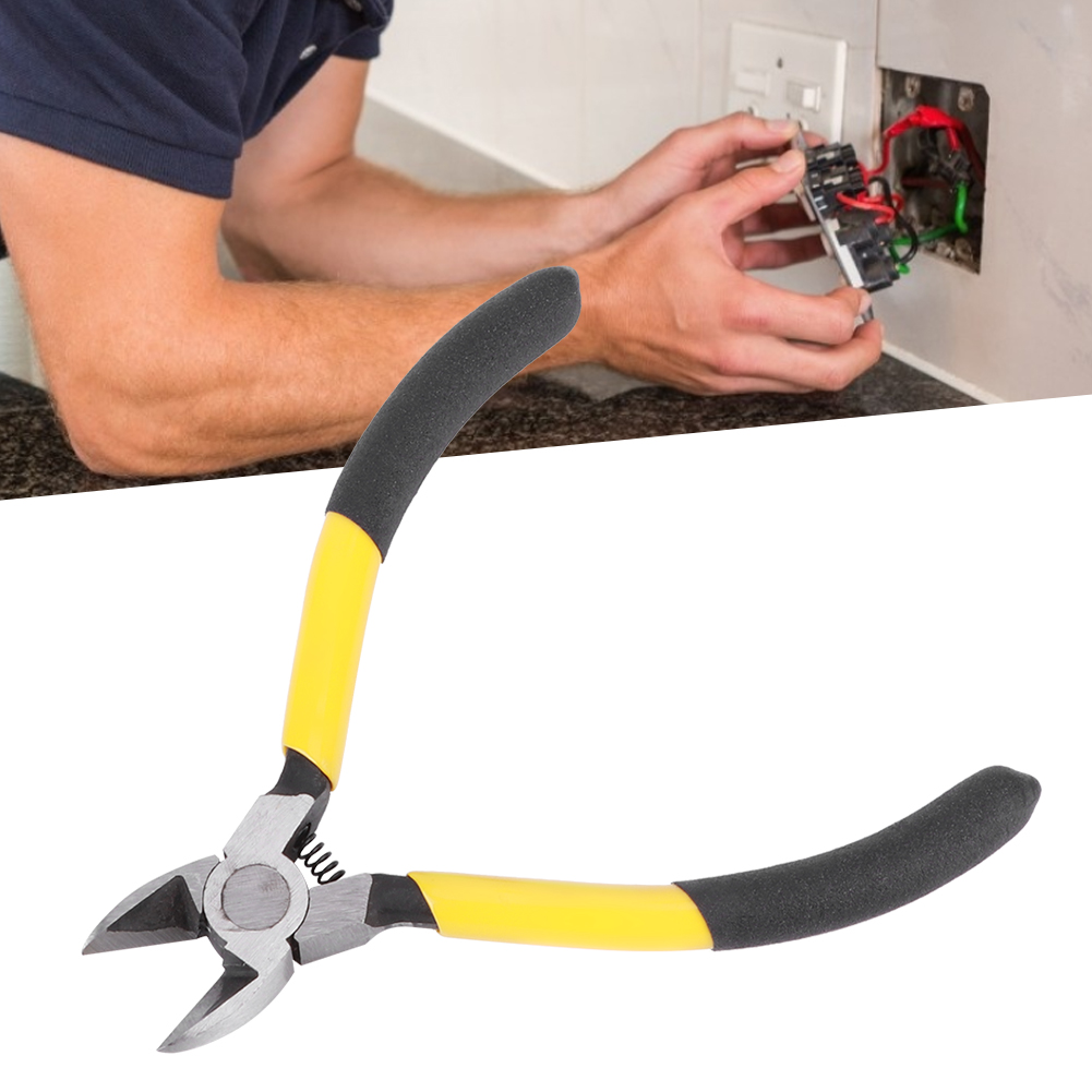 Diagonalschneider Aus Hochkohlenstoffhaltigem Stahl, Rutschfeste Zweifarbige Griffe, Federbelasteter Bündigschnitt, 12,7 Cm, Robustes Werkzeug Für Elektriker Und Heimwerker.