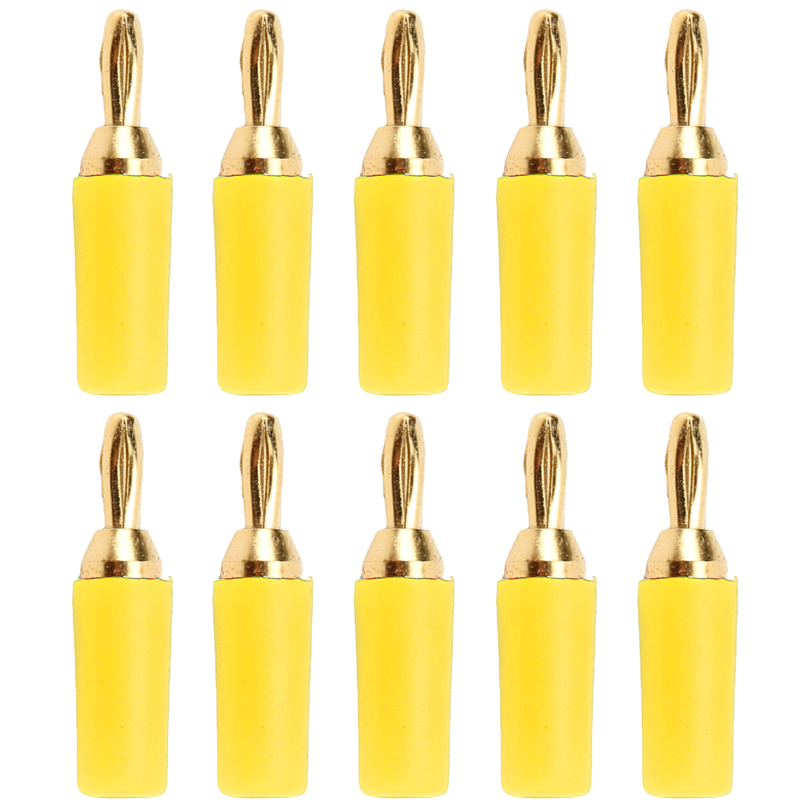 Packung Mit 10 J.10007 2,5 Mm Vergoldeten Messing-bananensteckern, Prüfstecker Für Instrumente, Gelb