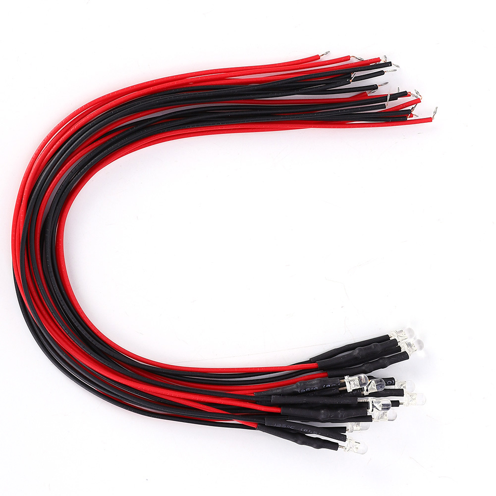 Packung Mit 50 Leds (3 Mm), Runder Kopf, Hell, Verkabelt, 12 V, Gerade Stifte, Hohe Leuchtkraft, Für Elektronikprojekte