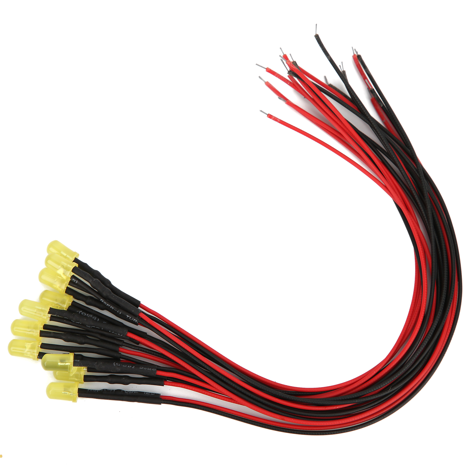 Packung Mit 100 Transparenten 5-mm-leds (12 V) Mit 20 Cm Kabel, Gelb-gelb Leuchtende Perlen, Vorverdrahtet