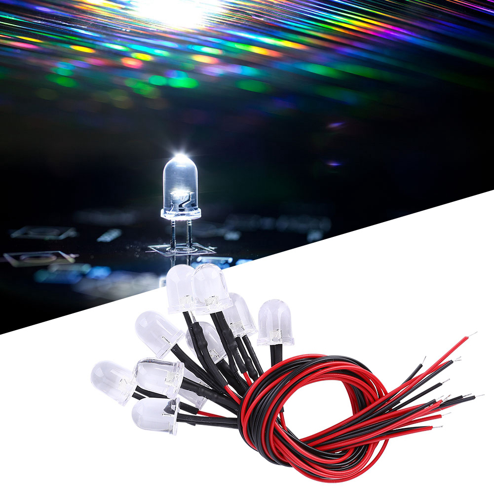 Packung Mit 50 12v-leds Mit 10-mm-rundköpfen, Vorverdrahtet, Langsam Blinkend, Mehrfarbig