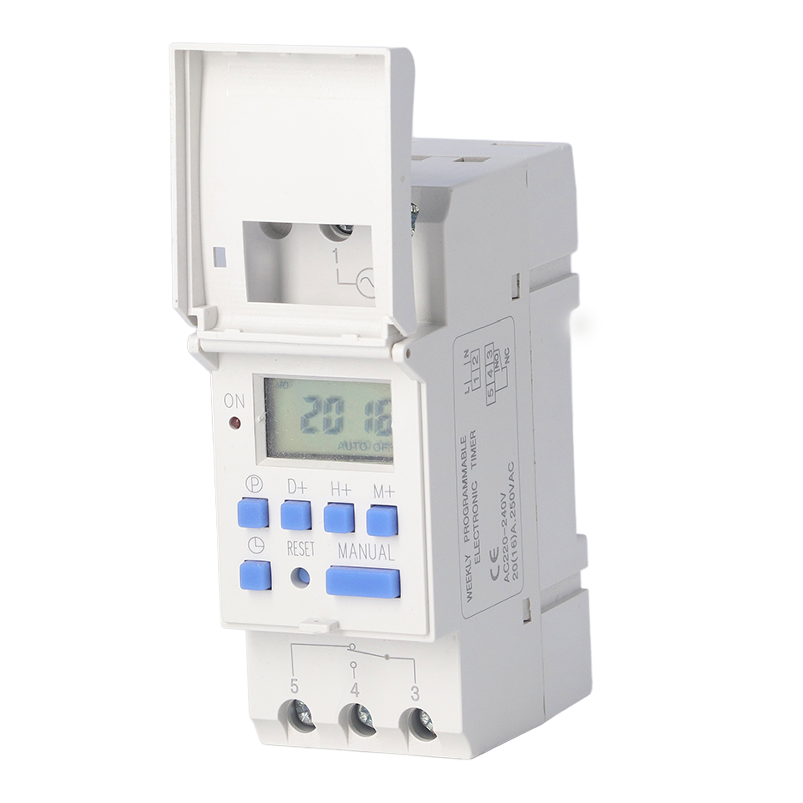 Digitaler Zeitschalter Mit Din-schienen-lcd-anzeige, Wochenrelais, Industriebetrieb, Ac 220–240 V, 15 A