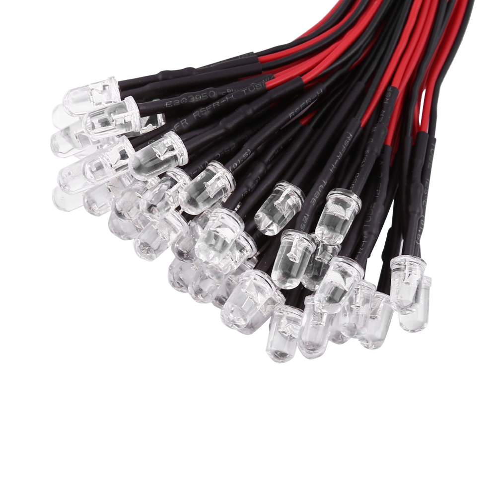 Packung Mit 50 Vorverdrahteten, Mehrfarbigen, 5 Mm Diffusen Leds, 12 V, Langsam Blinkend