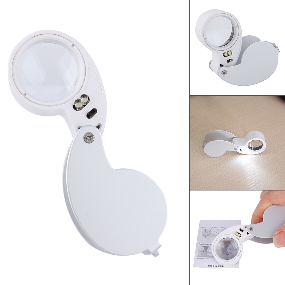 40-fache Leselupe Mit Led-beleuchtung, Präzisionsglas Für Juweliere, Beleuchtete Lupe