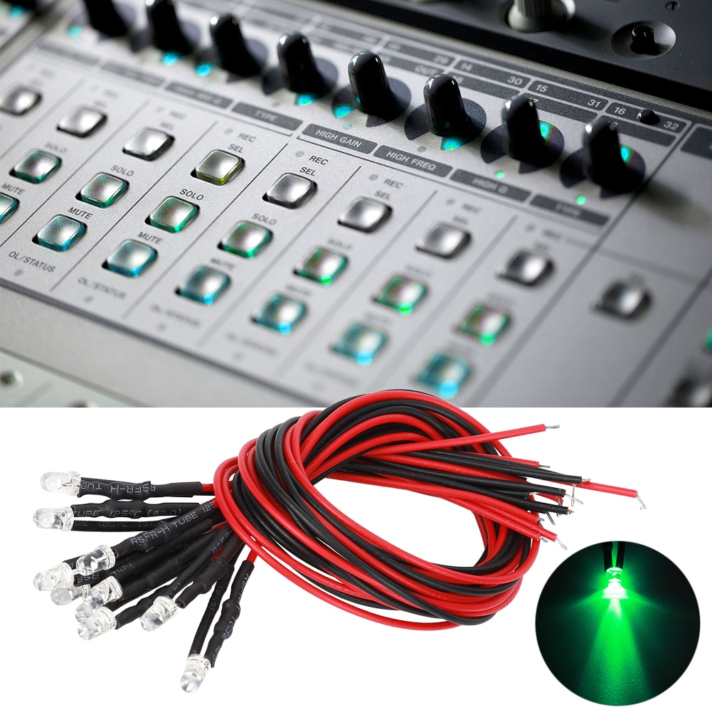 Packung Mit 20 3-mm-leds In Smaragdgrün, Vorverdrahtet Für 12 V, Mit Hohem Leuchtvermögen Und Rundem Kopf Für Signal-, Diy- Und Dekorationsbeleuchtung.