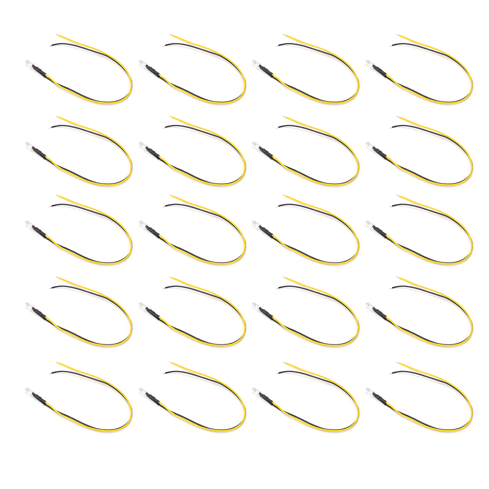 Packung Mit 20 Hochleistungsfähigen 5-mm-leds, Vorverdrahtet Für 12 V, Runde Weiße Leds Mit Gelber Lichtabstrahlung, Normalerweise Offener Schalter, Inline-verdrahtung