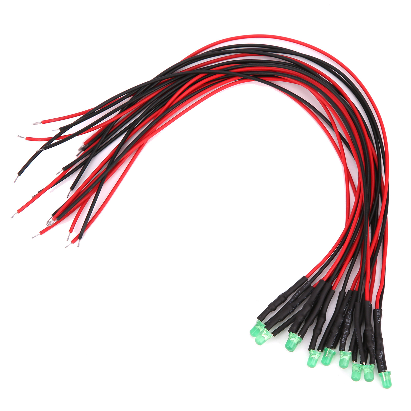 Packung Mit 100 3 Mm Großen, Smaragdgrünen Leds, Vorverdrahtet (20 Cm), Hohe Helligkeit, 12 V, Runde Leds Mit Integriertem Draht Für Diy-dekorationsbeleuchtung