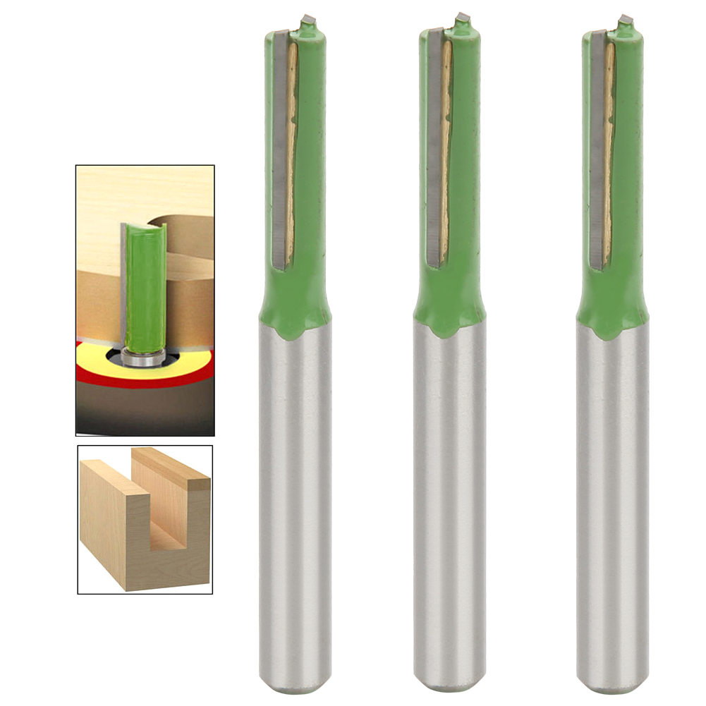 3-teiliger Doppelschnitt-bündigfräser, 6x6x20 Mm Holzfräser, Hartmetall-kopierfräser, Professionelles Holzbearbeitungszubehör, 6-mm-nutfräser, Fräserset