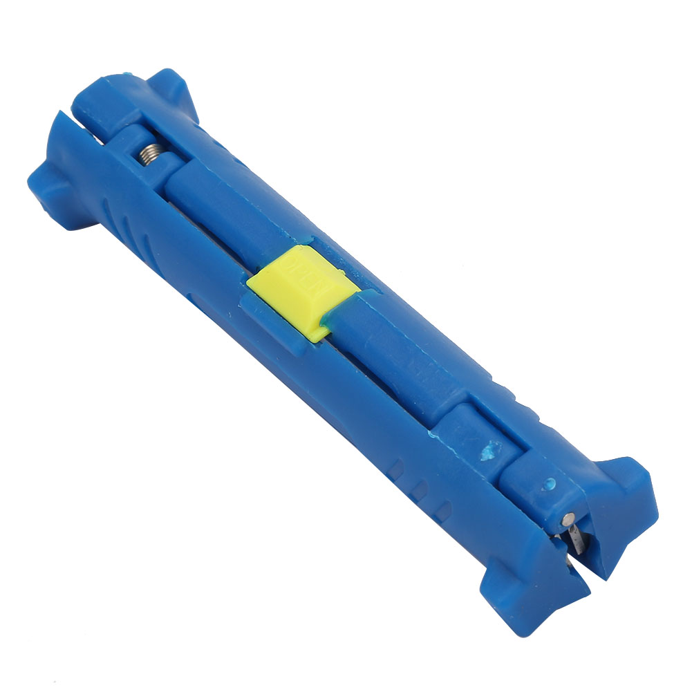 Multifunktionaler Elektrischer Koaxialkabelabisolierer, Drehbarer Stift, Drahtschneider (blau)