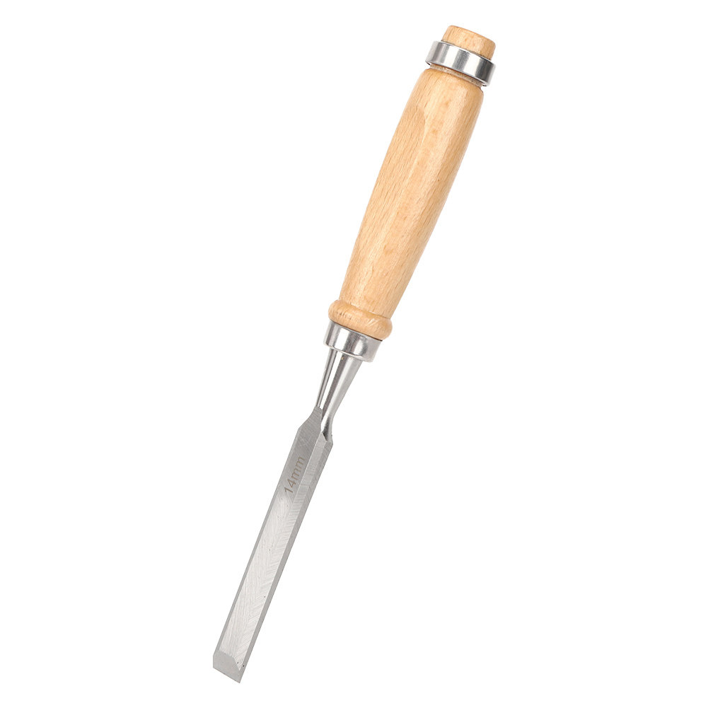 Schreinermeißel Mit Holzgriff, 14 Mm Cr-v-stahlklinge, Professionelles Holzbearbeitungswerkzeug, Robuster Holzmeißel, Präzises Schärfen, 1 Stück Pro Packung.