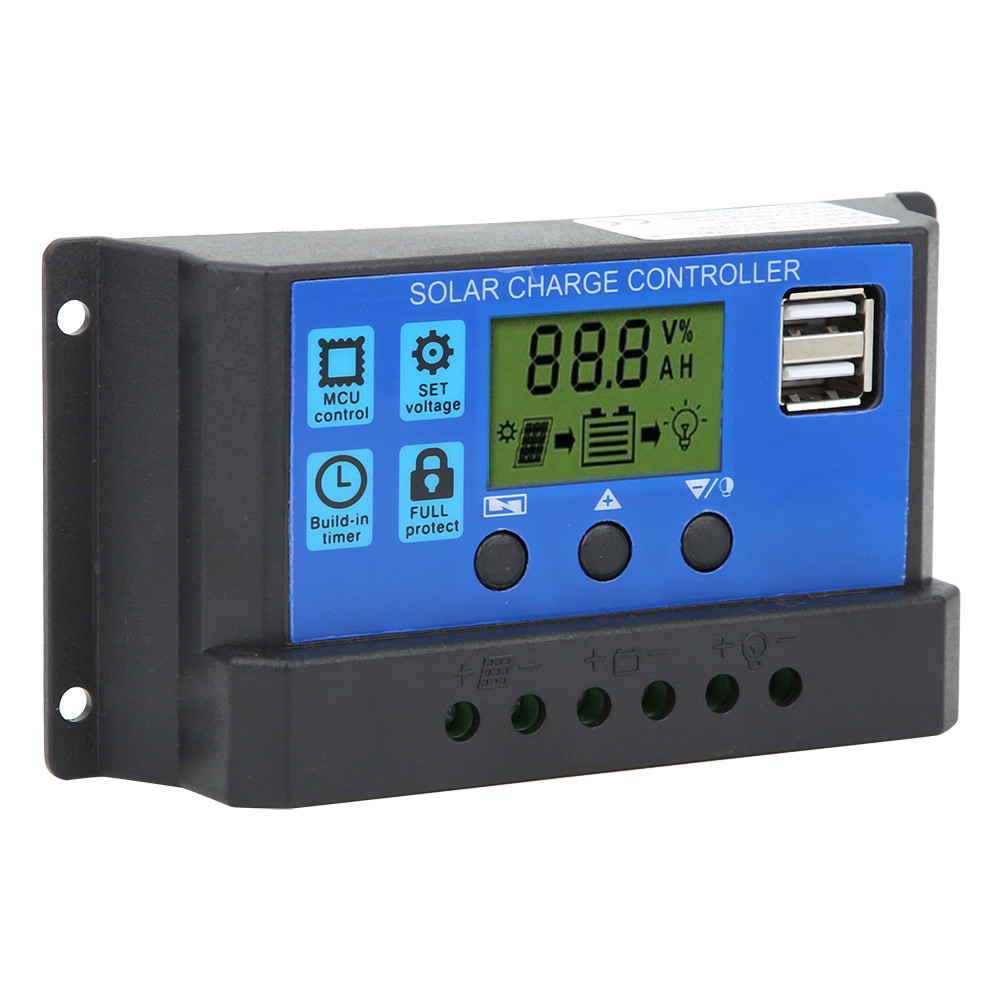 30a 12v/24v Solar-laderegler Mit Lcd-bildschirm, Zwei Usb-anschlüssen Und Batterieregler Für Photovoltaikmodule