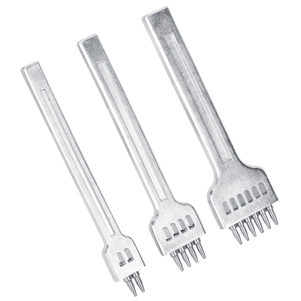 Dreiteiliger Klauenmeißel Mit 2/4/6 Zähnen, Galvanisierter Chrom-vanadium-stahl, Lederbearbeitungswerkzeug Für 1-mm-löcher