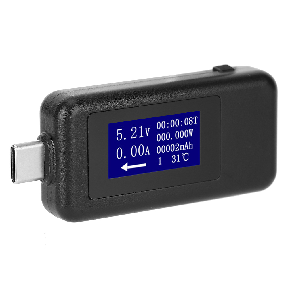 Multifunktionales Usb-typ-c-testgerät, Bidirektionales Digitales Voltmeter, Gleichspannungs- Und Strommessung (schwarz)