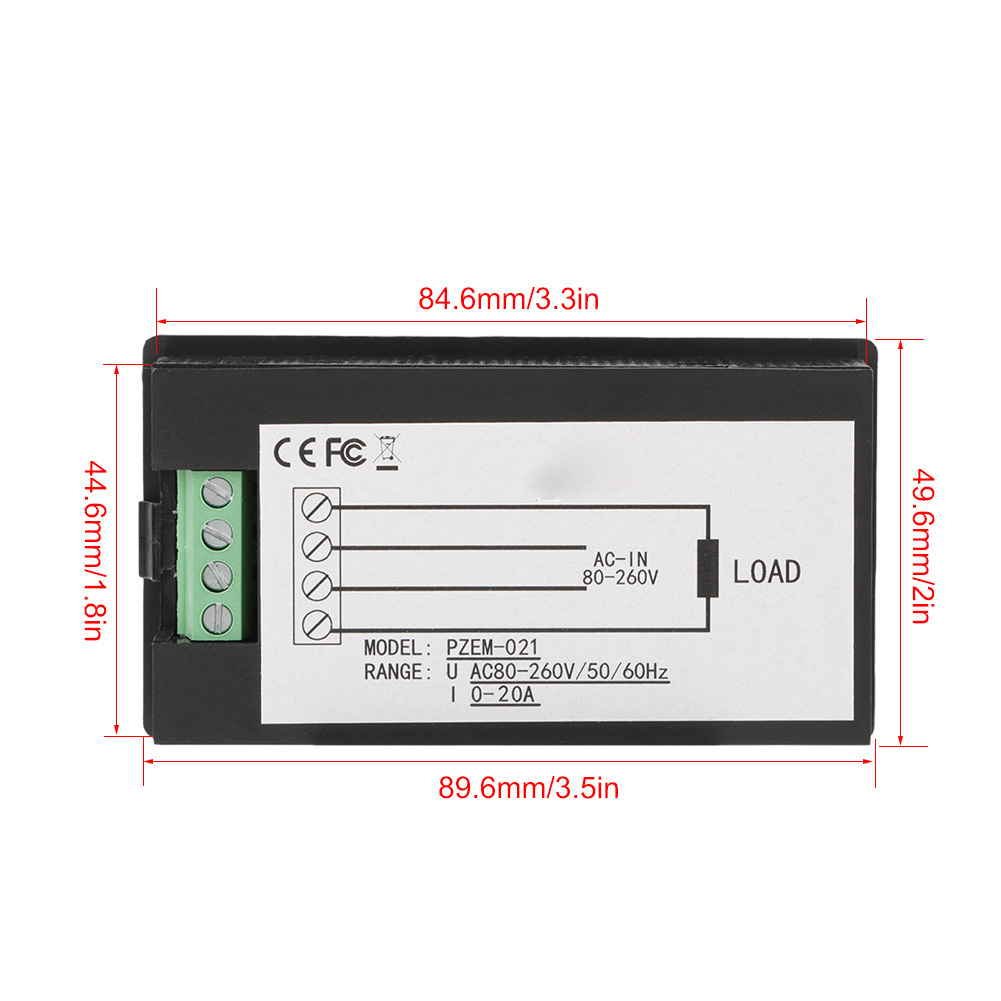 Wechselstromzähler Pzem-021, Digitales Lcd-display, Spannung, Strom, Leistung 20 A, 80–260 V