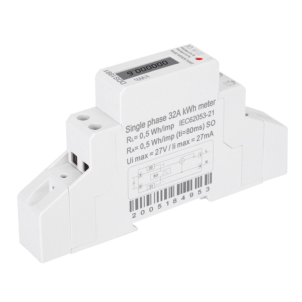 Einphasen-stromzähler Dds1891 Din-schiene 230 V 5(32) A 50 Hz Lcd-anzeige Kwh-verbrauchsmessung