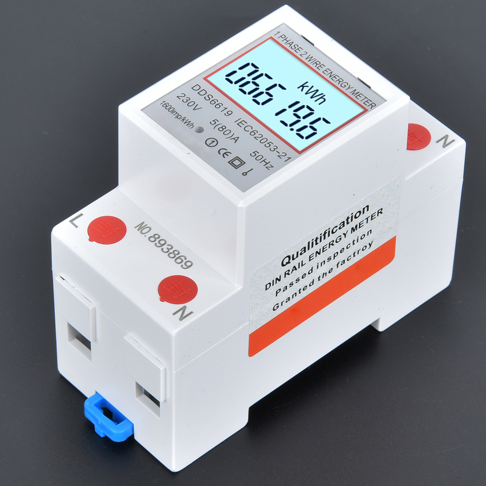 Einphasiger Din-schienen-2p-230v-stromzähler Mit Hintergrundbeleuchtung, Energieverbrauchsmessung, Digitalanzeige, Für Schaltschränke, Dds6619.