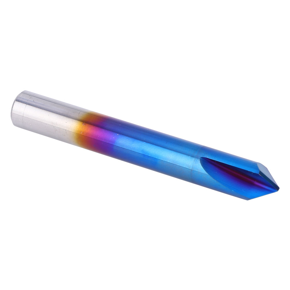 90°-fasenfräser, 2 Schneiden, Vollhartmetall, Blaue Beschichtung, Holzfräser 10 X 75 Mm