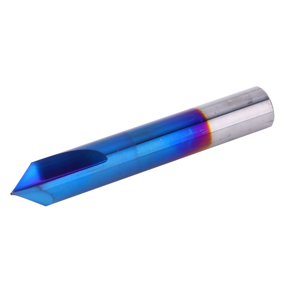 90°-fasenfräser, 2 Schneiden, Blaue Beschichtung, Vollhartmetall, Hartmetall-fräser, 12 X 75 Mm
