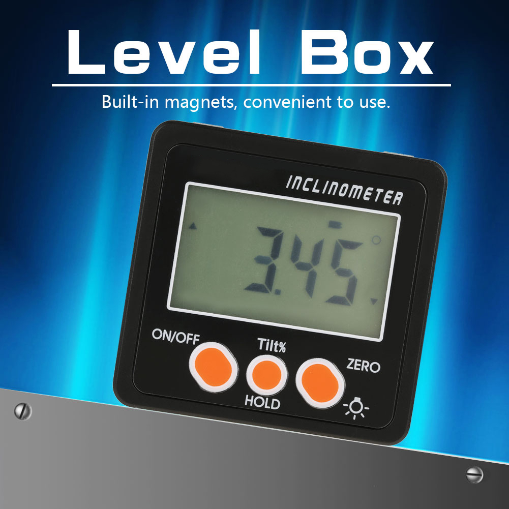 Doppelseitige Magnetische Digitale Wasserwaage Zur Winkelmessung, 4 X 90°, Schwarz