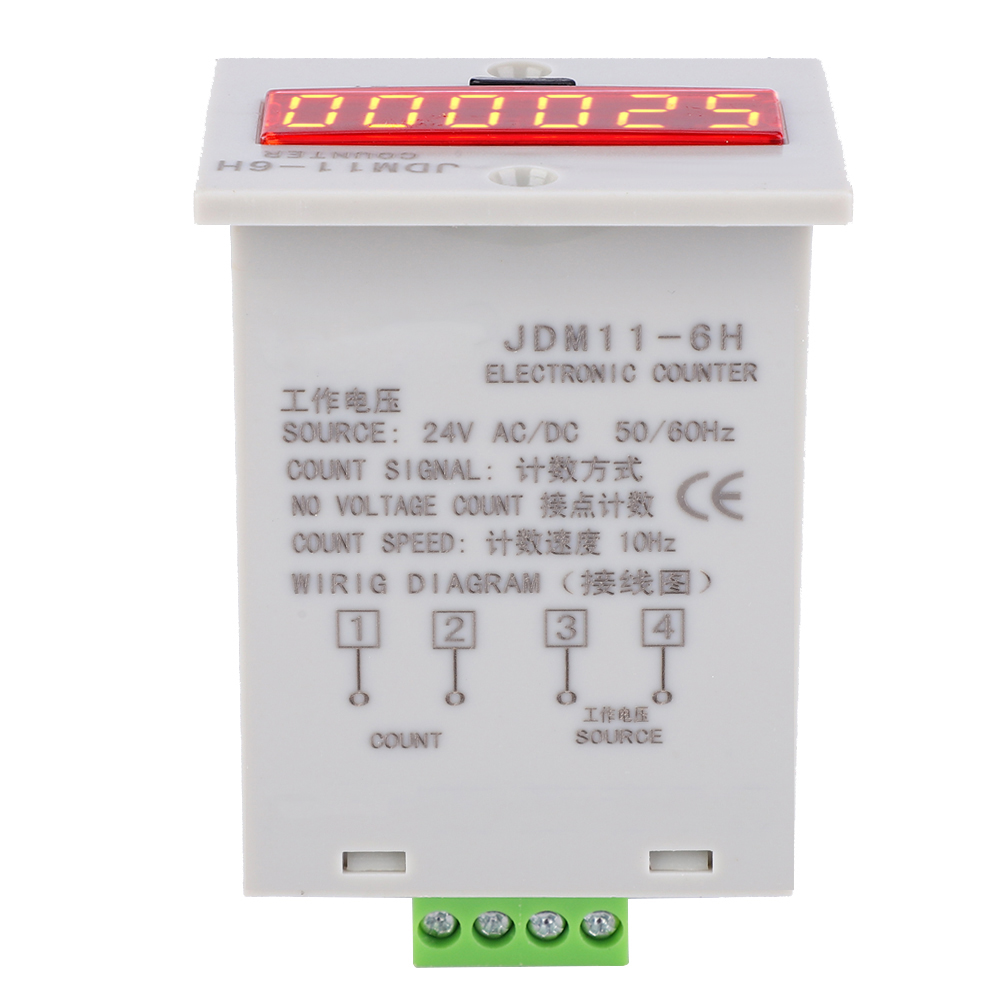 Jdm11-6h Elektronischer 6-stelliger Led-zähler, Potentialfrei, Zählrelais, Ac/dc 24 V Digitalanzeige