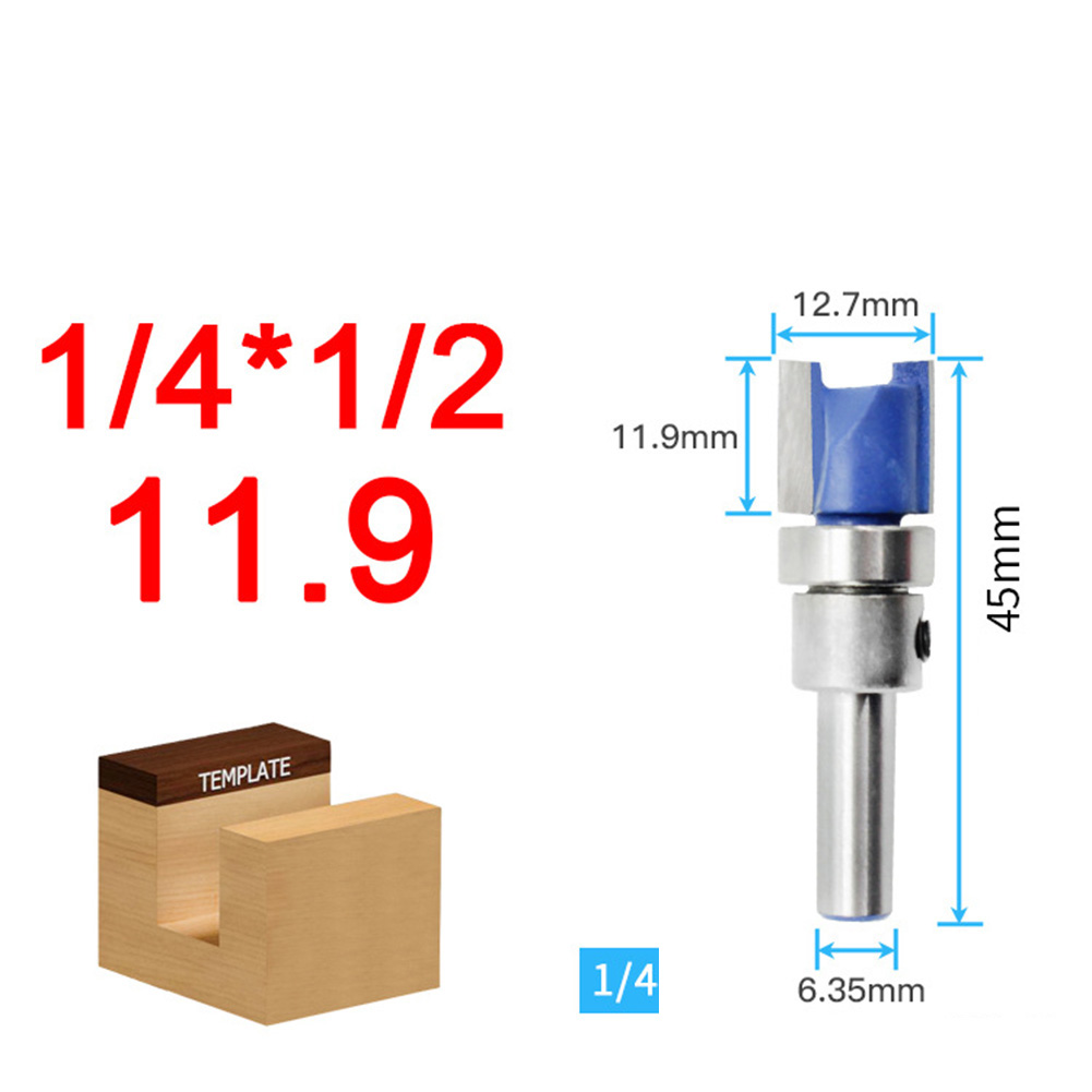 1/4"-bündigfräser Mit Kugellager, Oberfräse Für Holzbearbeitung, Feinschnitt, 11,9 Mm