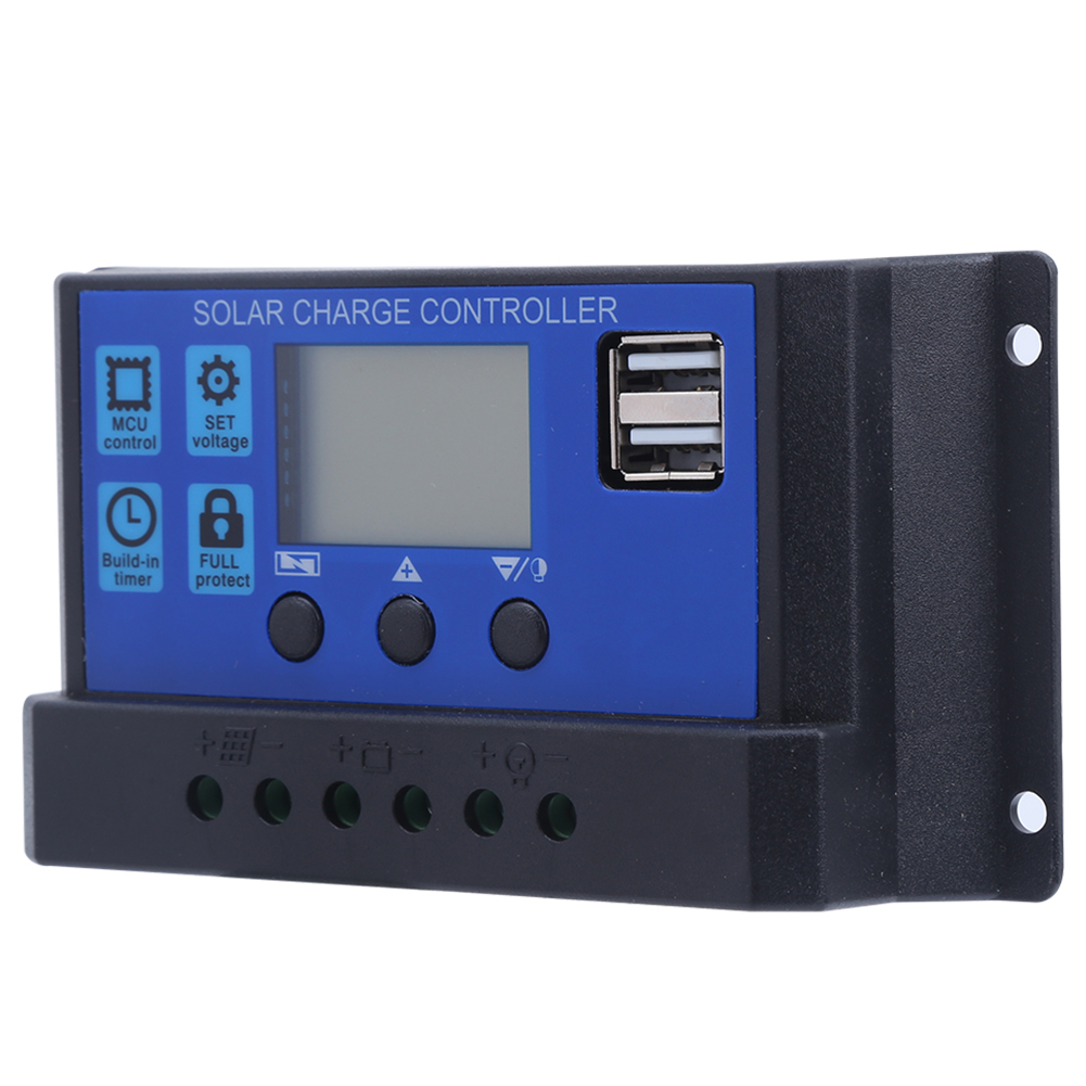 20a 12v/24v Solar-laderegler Mit Lcd-bildschirm, Zwei Usb-anschlüssen, Intelligenter Batterieregler Für Solarmodule