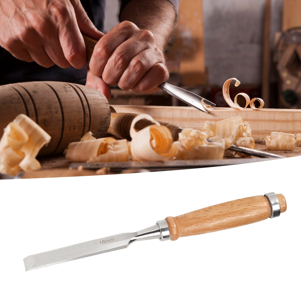 Flacher Holzmeißel (16 Mm) Mit Holzgriff, Robustes Handwerkzeug, Eisenwarenzubehör Cr-v