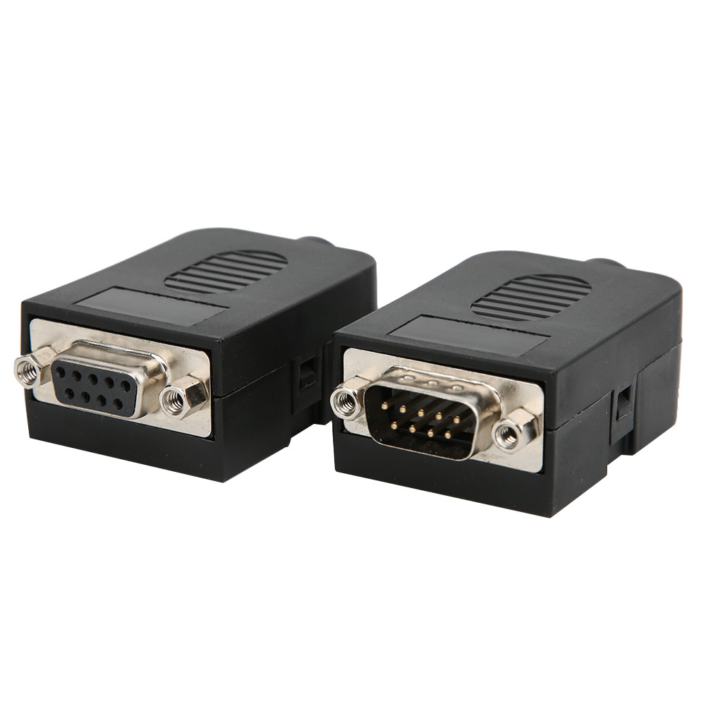 Set Aus 2 Db9-seriell-steckverbindern, Stecker Und Buchse, 9-polig Mit Klemmenblock Und Schwarzem Gehäuse, Db9-g-8a Db9-m-8a