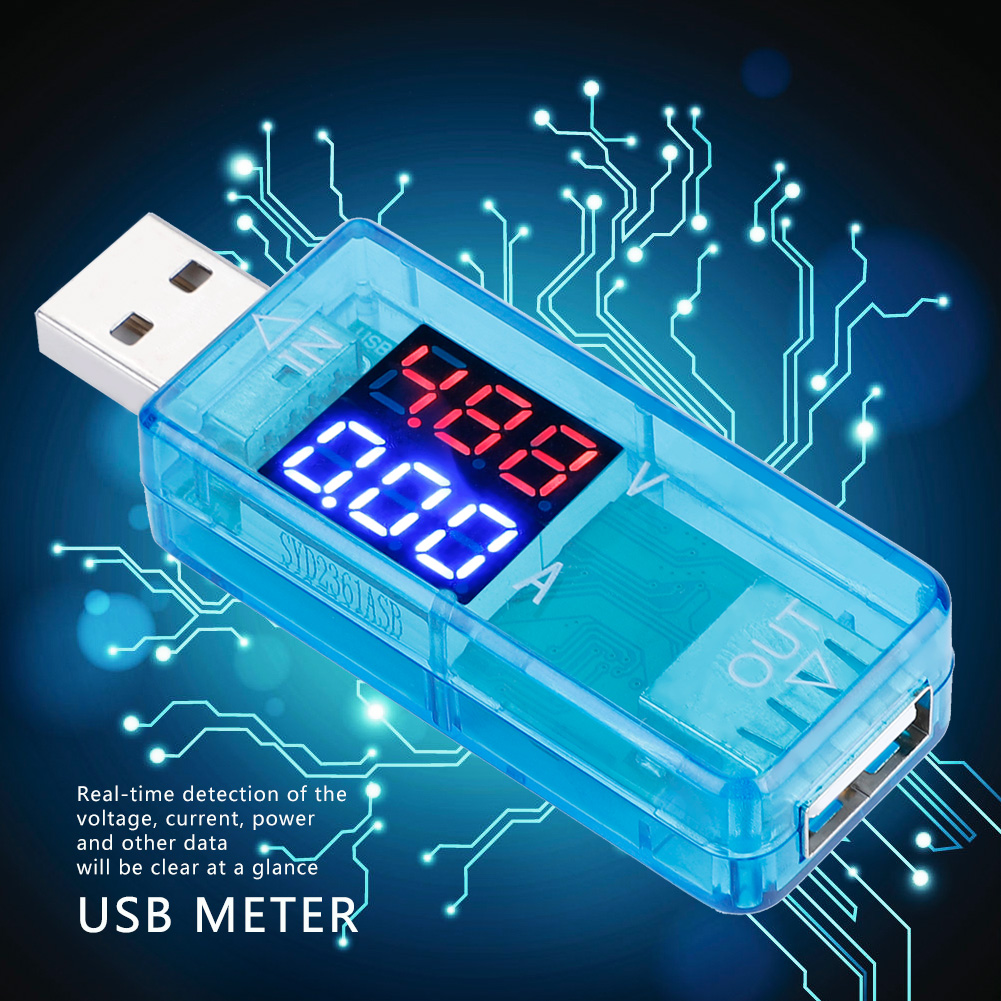 Blauer Usb-tester Mit Farbigem Lcd-voltmeter/amperemeter, Ladeanzeige Und Strommultimeter
