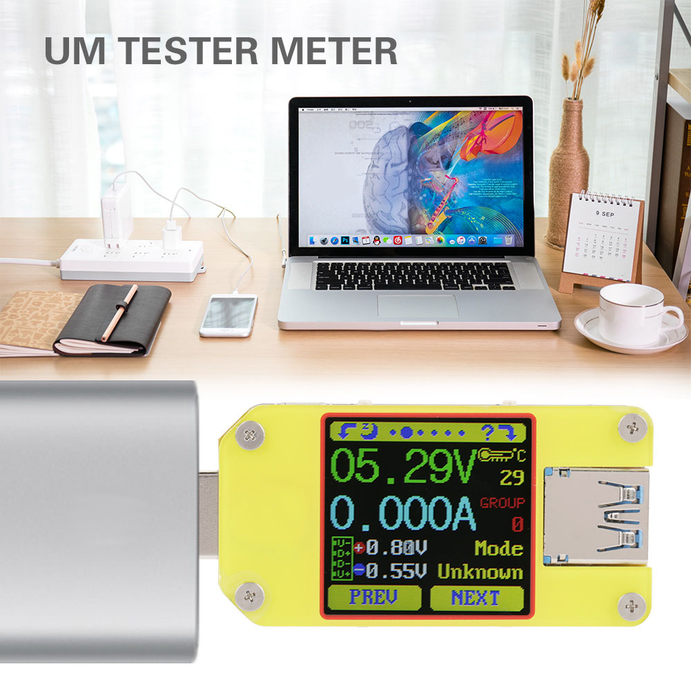 Um34c Usb-c Spannungs- Und Strommessgerät, Farbdisplay, Messung Für Usb 3.0 App, Voltmeter/amperemeter