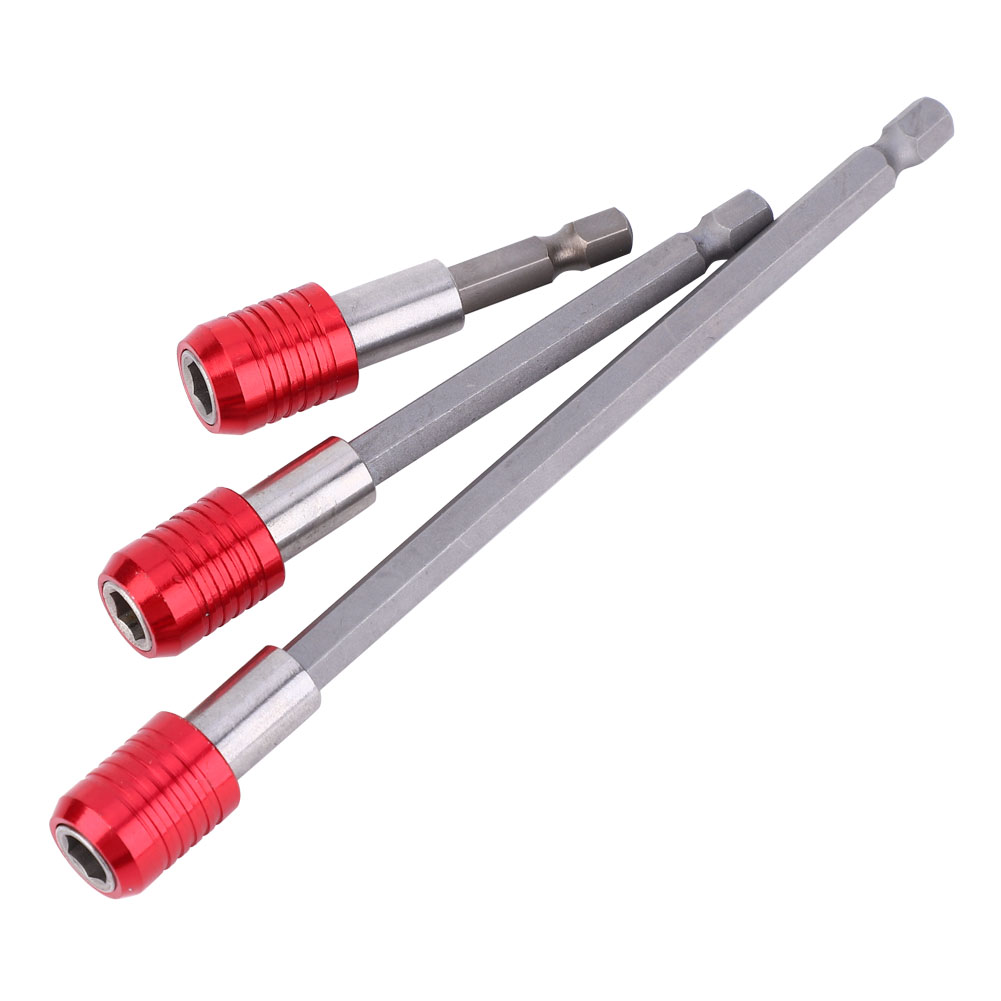 3-teiliger Magnetischer Bithalter, Roter Edelstahl, 1/4-zoll-sechskantschaft, Längen 60/100/150 Mm, Für Elektrische Schraubendreher