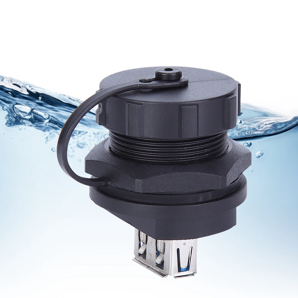 Wasserdichter Usb 3.0 Doppel-buchsenstecker, Kupferkontakte, Pa66-isolierung, Staubschutzkappe, Wasserdicht, Robuster Stecker