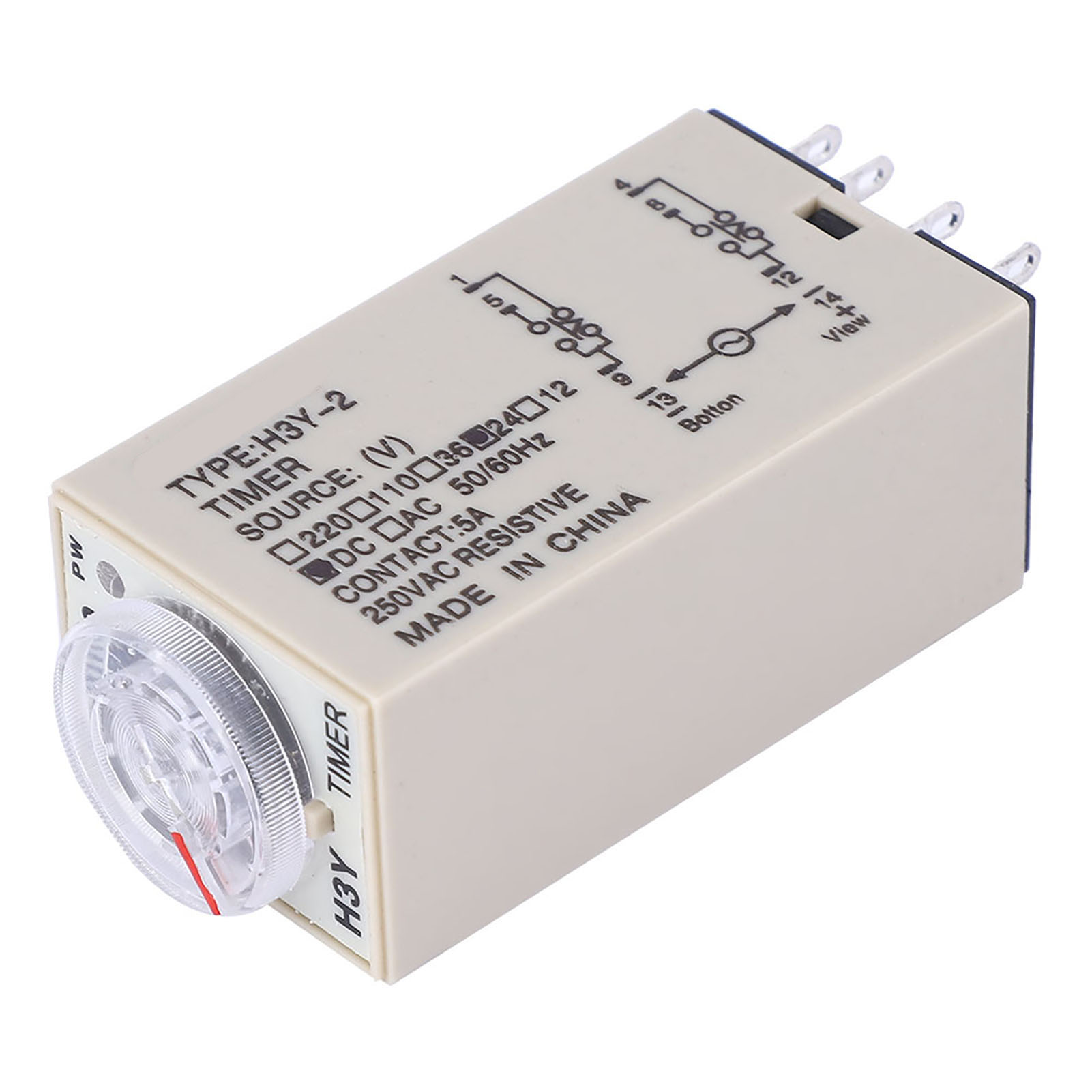 Zeitverzögerungsrelais H3y-2, 0–3 Min Einschaltverzögerung, 8 Pins, 24 V, 110 V, 220 V Dc