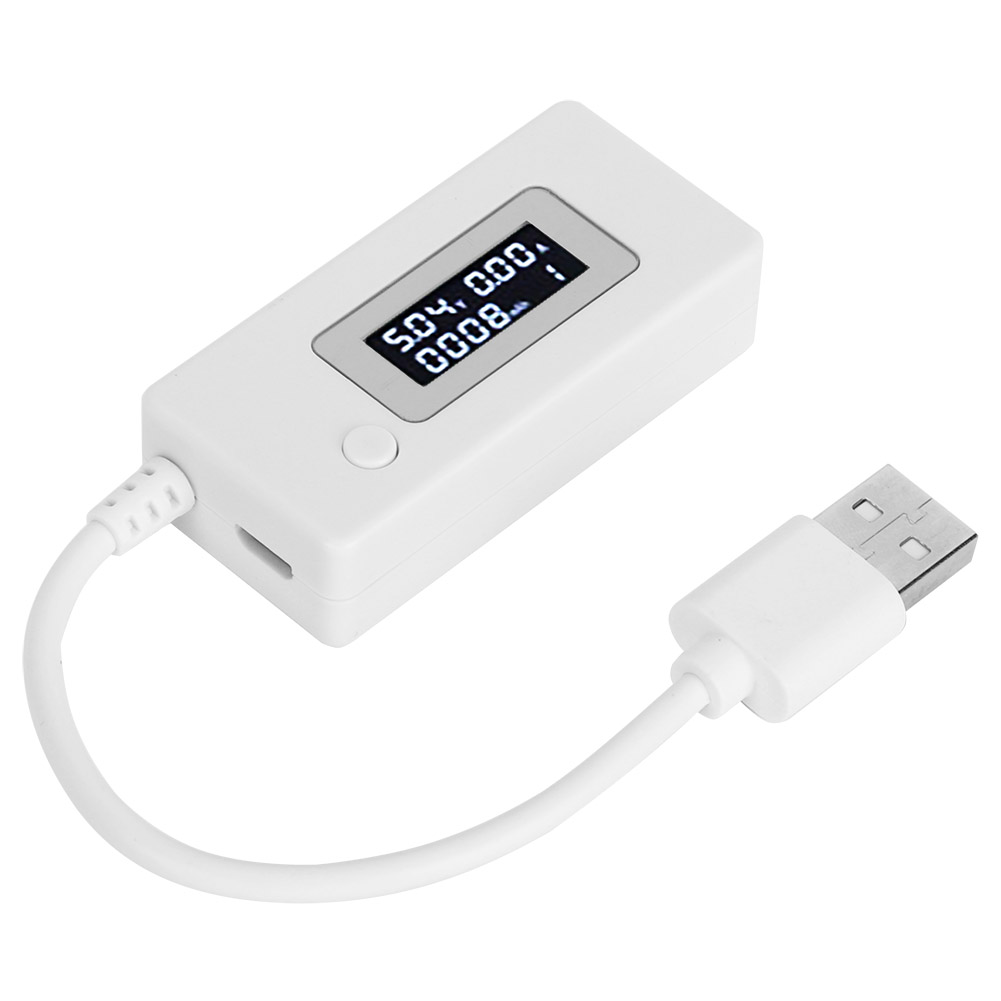 Usb-tester Mit Lcd-hintergrundbeleuchtung, Amperemeter Und Voltmeter, 4–30 V Belastbarkeit, Weiß