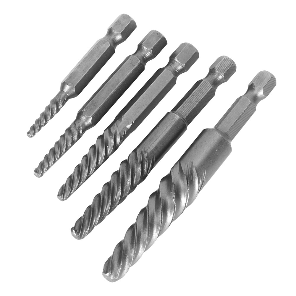 Set Bestehend Aus 5 Abgebrochenen Schraubenausdrehern, Sechskantbohrern, Werkzeug Zum Entfernen Beschädigter Schrauben, Sechskantgriff, Bohrer, 5-teiligem Set.