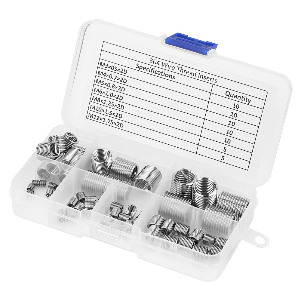 Packung Mit 60 Spiralförmigen Gewindeeinsätzen Aus Edelstahldraht Ss304, Steigung M3 Bis M12