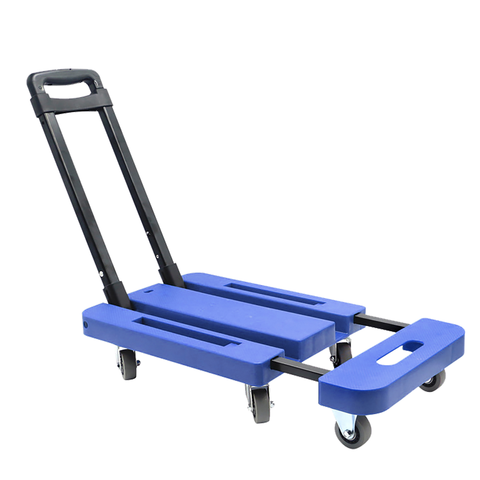 Blauer, Faltbarer Transportwagen, 10 Cm Ausziehbare Basis, 6 Geräuscharme Gummiräder, Robuste Und Rutschfeste Lager.