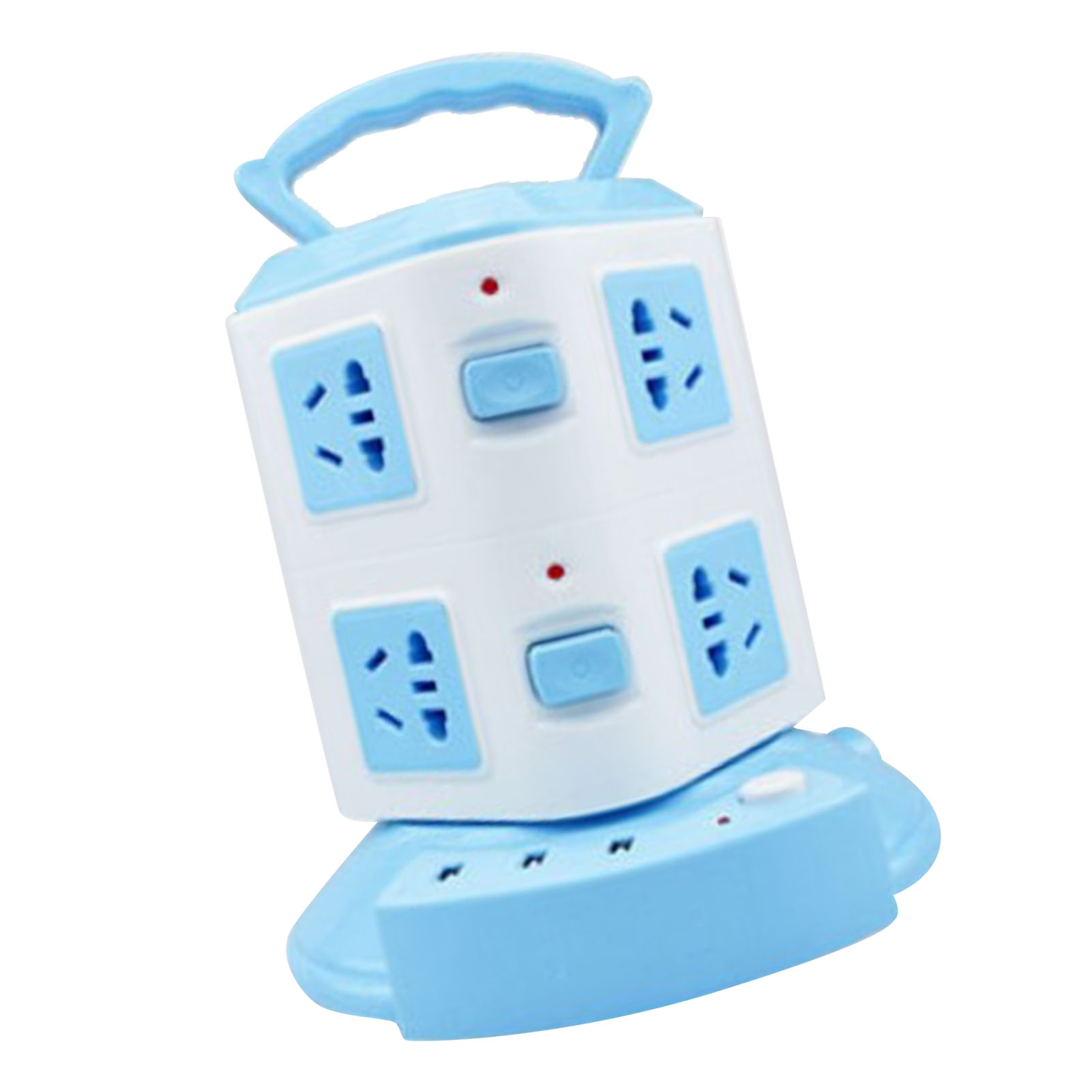 Multifunktionale Turmsteckdosenleiste Mit Überlastschutz Und Usb-anschluss, 220 V, 10 A, Hellblau, 2-lagig
