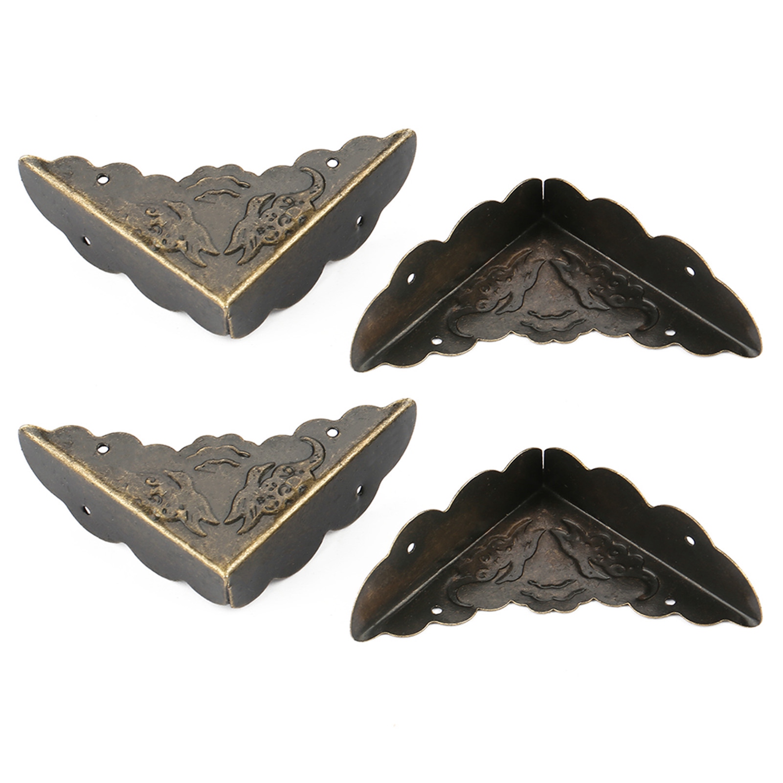 Vintage Eckenschützer Aus Bronze-eisen, 12 Stück, Für Ecken Von Holzkisten