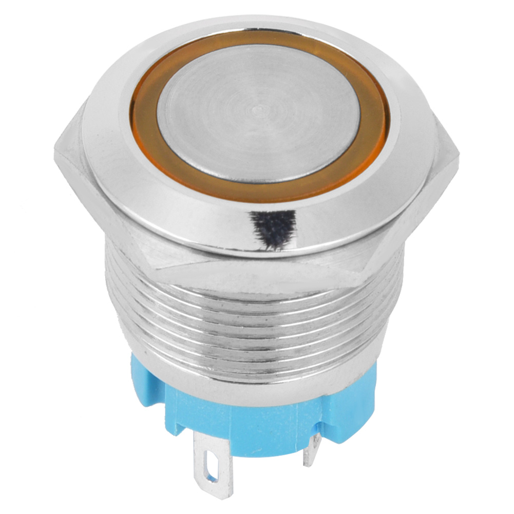 4-poliger, Flacher, Gelber Selbstrückstell-drucktaster Mit Kontrollleuchte, Dc 12–24 V, Ip65 Wasserdicht, 2er-pack