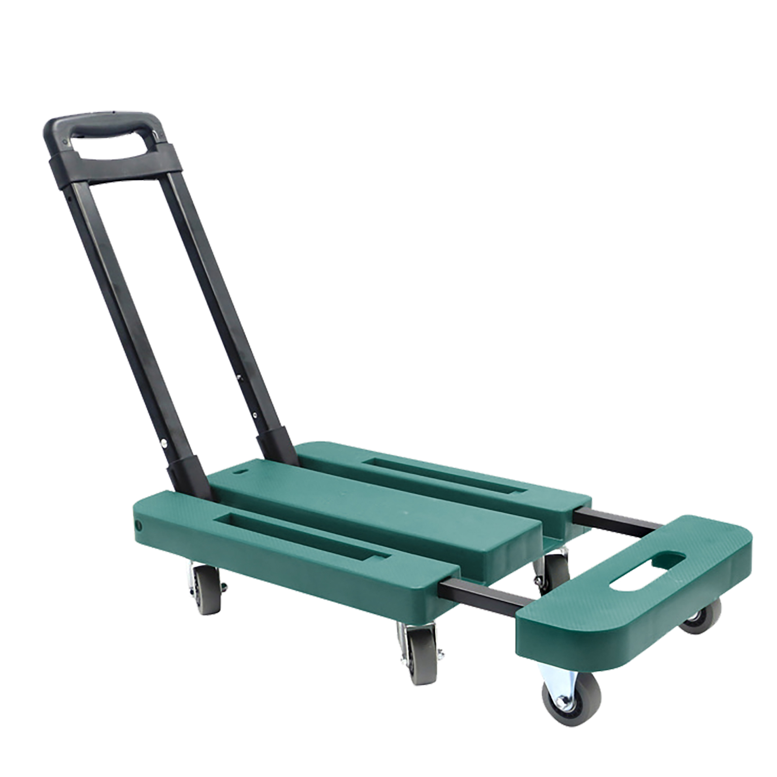 Klappbarer Handwagen, 10 Cm Ausziehbare Basis, 6 Leise Gummiräder, Robuste Kugellager, Rutschfest, Grün