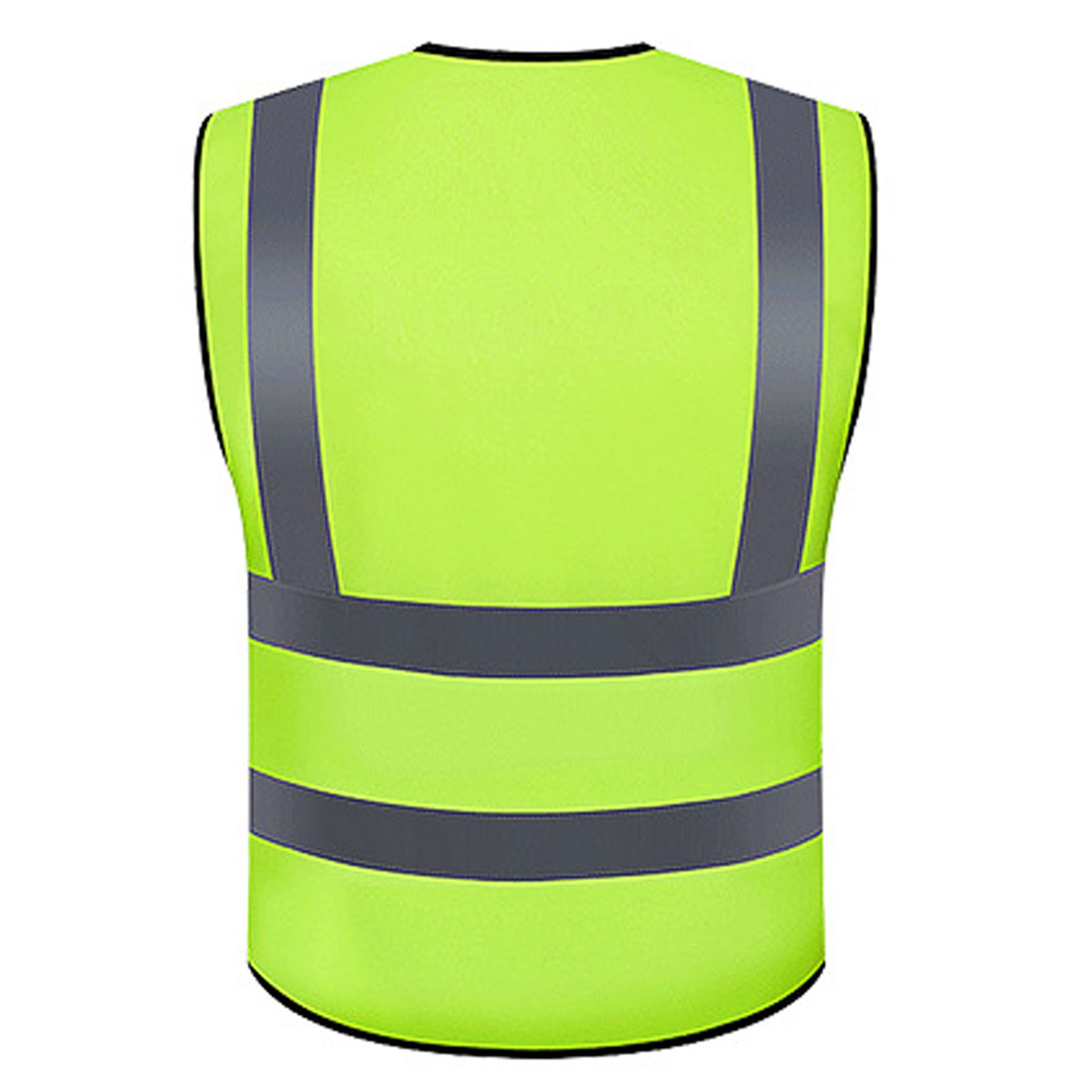 Grüne, Reflektierende Sicherheitsweste Aus Stoff Mit Reißverschluss Und Mehreren Taschen, Ideal Für Bau-, Industrie- Und Straßenbauarbeiten.